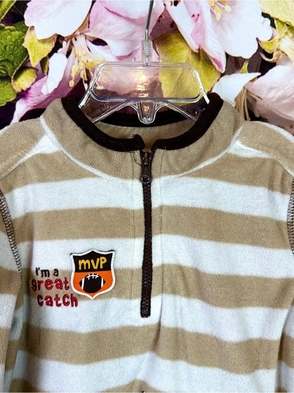 Child of Mine Toddler Boys Brown Striped I’m a Great Catch Sweatshirt 24 months